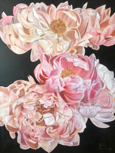 Pittura intitolato "Flower palette" da Lela Karamanishvili, Opera d'arte originale, Olio