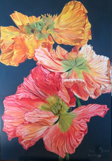 Malarstwo zatytułowany „Grace of flowers” autorstwa Lela Karamanishvili, Oryginalna praca, Olej