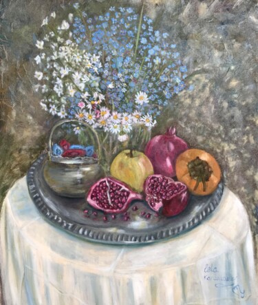 Schilderij getiteld "Stil life of autumn" door Lela Karamanishvili, Origineel Kunstwerk, Olie