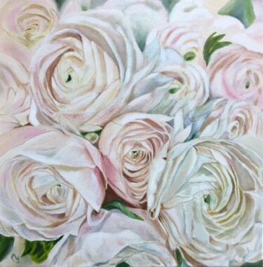 Painting titled "Ranunculus" by Lela Karamanishvili, Original Artwork, Oil