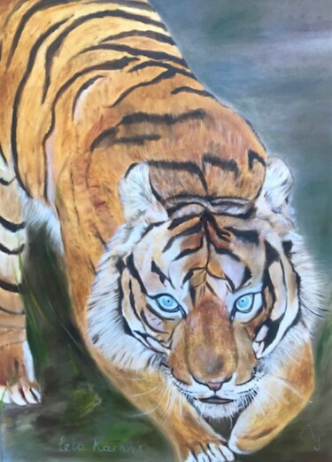 Bengal tiger Pintura intitulada "Bengal tiger" por Lela Karamanishvili, Obras de arte originais, Óleo