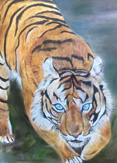 Malerei mit dem Titel "Bengal tiger" von Lela Karamanishvili, Original-Kunstwerk, Öl