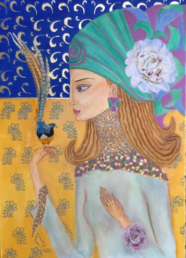 Painting titled "Return of the bird" by Lela Karamanishvili, Original Artwork, Oil