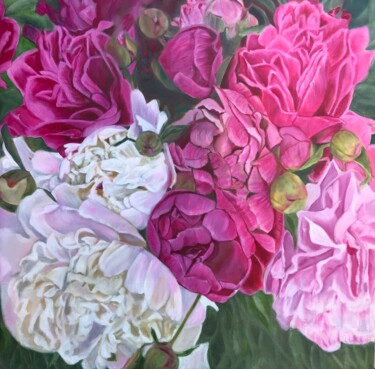 Peinture intitulée "Magic of flowers" par Lela Karamanishvili, Œuvre d'art originale, Huile