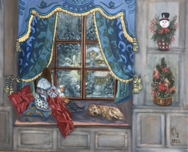 Pittura intitolato "Christmas" da Lela Karamanishvili, Opera d'arte originale, Olio
