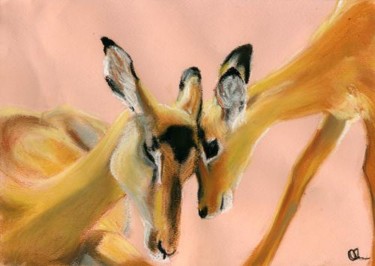 Картина под названием "impala family" - Lelia Sorokina, Подлинное произведение искусства, Масло