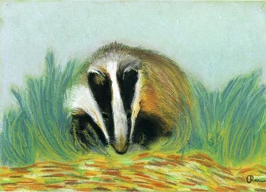 Картина под названием "badger" - Lelia Sorokina, Подлинное произведение искусства