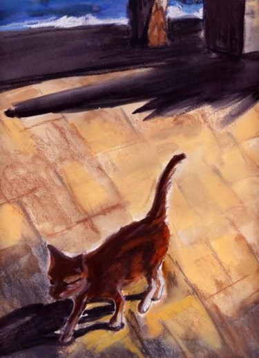 Картина под названием "Dahab kitten" - Lelia Sorokina, Подлинное произведение искусства, Масло