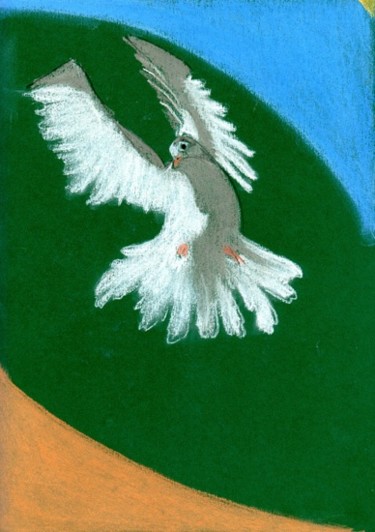 Картина под названием "dove" - Lelia Sorokina, Подлинное произведение искусства, Масло