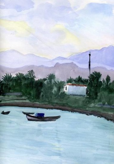 Картина под названием "Akaba bay" - Lelia Sorokina, Подлинное произведение искусства, Масло