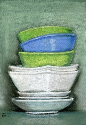 Картина под названием "Bowls" - Lelia Sorokina, Подлинное произведение искусства, Масло
