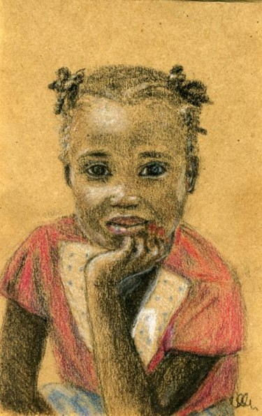 Рисунок под названием "Little African" - Lelia Sorokina, Подлинное произведение искусства, Карандаш