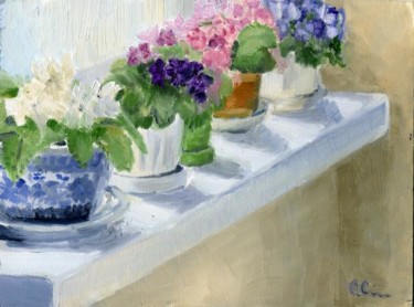 Картина под названием "Violets galore" - Lelia Sorokina, Подлинное произведение искусства, Масло
