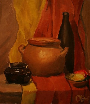 Картина под названием "Still life in browns" - Lelia Sorokina, Подлинное произведение искусства