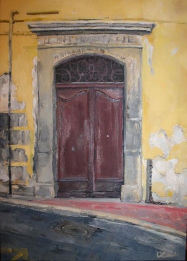 Painting titled "Maroon door of Nizza" by Lelia Sorokina, Original Artwork