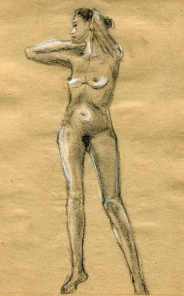 Картина под названием "nude sketch" - Lelia Sorokina, Подлинное произведение искусства