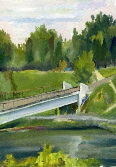 Картина под названием "Yauza Bridge" - Lelia Sorokina, Подлинное произведение искусства