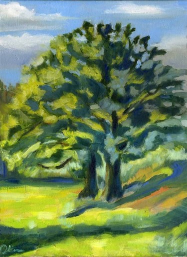 Картина под названием "Two Oak Trees" - Lelia Sorokina, Подлинное произведение искусства