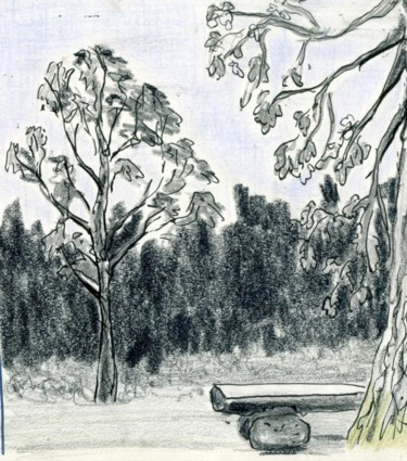 Рисунок под названием "September Oaks" - Lelia Sorokina, Подлинное произведение искусства