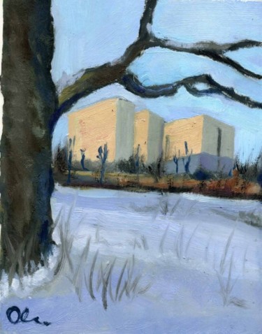 Картина под названием "Winter study" - Lelia Sorokina, Подлинное произведение искусства