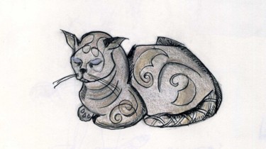 Картина под названием "Ornamental Cat" - Lelia Sorokina, Подлинное произведение искусства