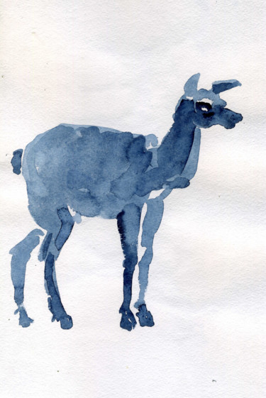 Картина под названием "Deer watercolor ske…" - Lelia Sorokina, Подлинное произведение искусства