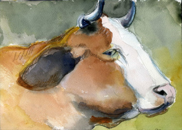 Картина под названием "Cow" - Lelia Sorokina, Подлинное произведение искусства