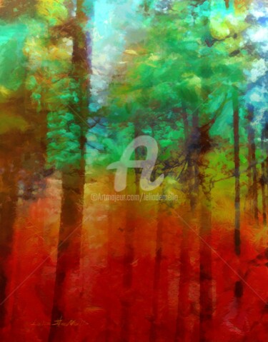 Картина под названием "Pine Forest" - Lelia, Подлинное произведение искусства, Акрил