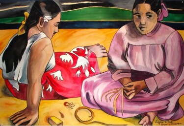Pintura intitulada "Femmes de Tahiti" por Lelia, Obras de arte originais