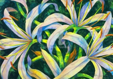 Painting titled "Spider Lilies" by Lelia, Original Artwork