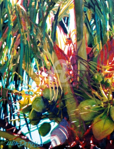Malerei mit dem Titel "Coconut Tree" von Lelia, Original-Kunstwerk