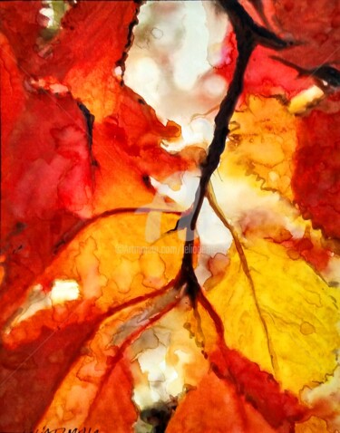 Malerei mit dem Titel "Autumn No.1" von Lelia, Original-Kunstwerk, Aquarell