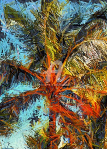 Peinture intitulée "Palm No. 1" par Lelia, Œuvre d'art originale, Aquarelle