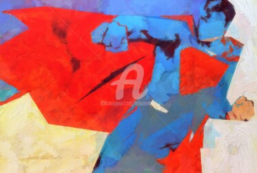 Painting titled "Superman" by Lelia, Original Artwork, Acrylic