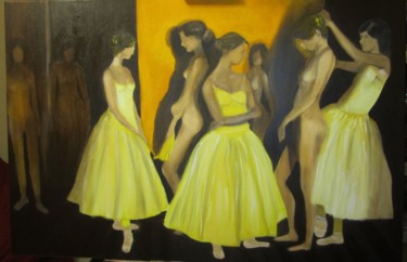 Pittura intitolato "ballo-in-giallo.jpg" da Raffaele D'Errico, Opera d'arte originale, Olio