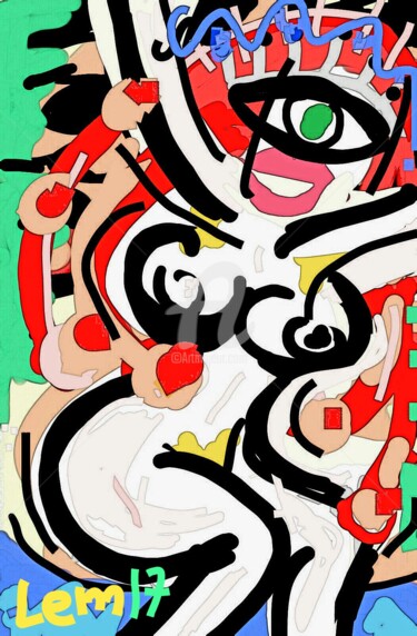 Digital Arts titled "Fiesta a Ibiza" by Michel Leonard (LEM), Original Artwork, Digital Painting