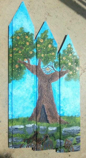 Malerei mit dem Titel "Tree of Life" von Leman Memmedova, Original-Kunstwerk, Acryl