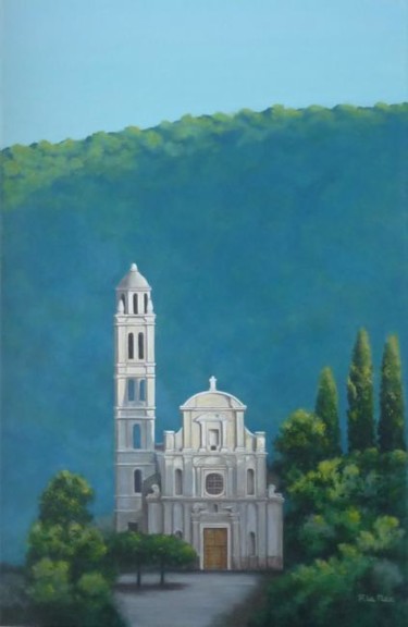 Malerei mit dem Titel "Eglise Sainte-Margu…" von Françoise Le Mée, Original-Kunstwerk, Öl