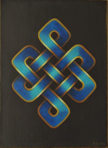 Peinture intitulée "Noeud infini bleu" par Françoise Le Mée, Œuvre d'art originale, Acrylique