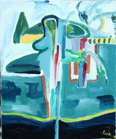 Painting titled "abstrait baleine" by Jean Yves Lemeur, Original Artwork, Oil