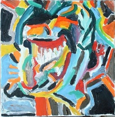 Peinture intitulée "abstrait gorille et…" par Jean Yves Lemeur, Œuvre d'art originale, Huile
