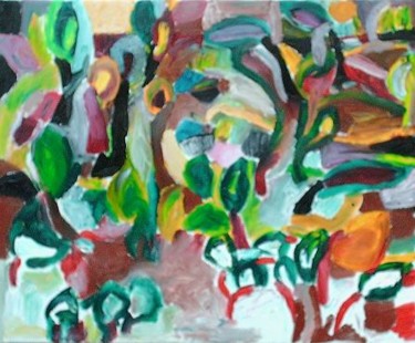 Peinture intitulée "touffe d'arbres" par Jean Yves Lemeur, Œuvre d'art originale, Huile