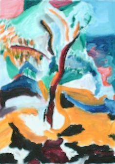 Peinture intitulée "arbre et mer" par Jean Yves Lemeur, Œuvre d'art originale, Huile