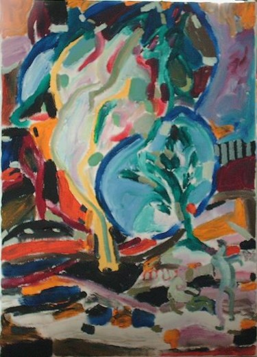 Painting titled "arbres et couple" by Jean Yves Lemeur, Original Artwork, Oil