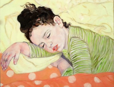 Malarstwo zatytułowany „Portrait of sleepin…” autorstwa Lubalem, Oryginalna praca, Olej