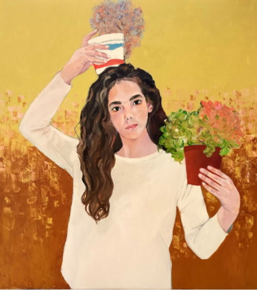 Картина под названием "Portrait of a girl…" - Lubalem, Подлинное произведение искусства, Масло