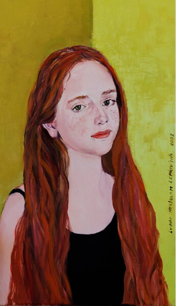 Painting titled "Portrait of young w…" by Lubalem, Original Artwork, Oil