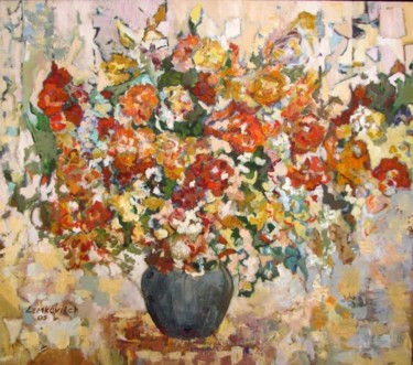 Картина под названием "Abstract flower" - Lubalem, Подлинное произведение искусства, Масло