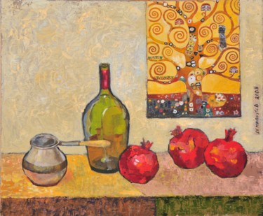 Painting titled "Still Life with a c…" by Lubalem, Original Artwork, Oil