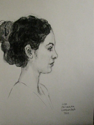 Dibujo titulada "portrait-of-young-w…" por Lubalem, Obra de arte original, Carbón